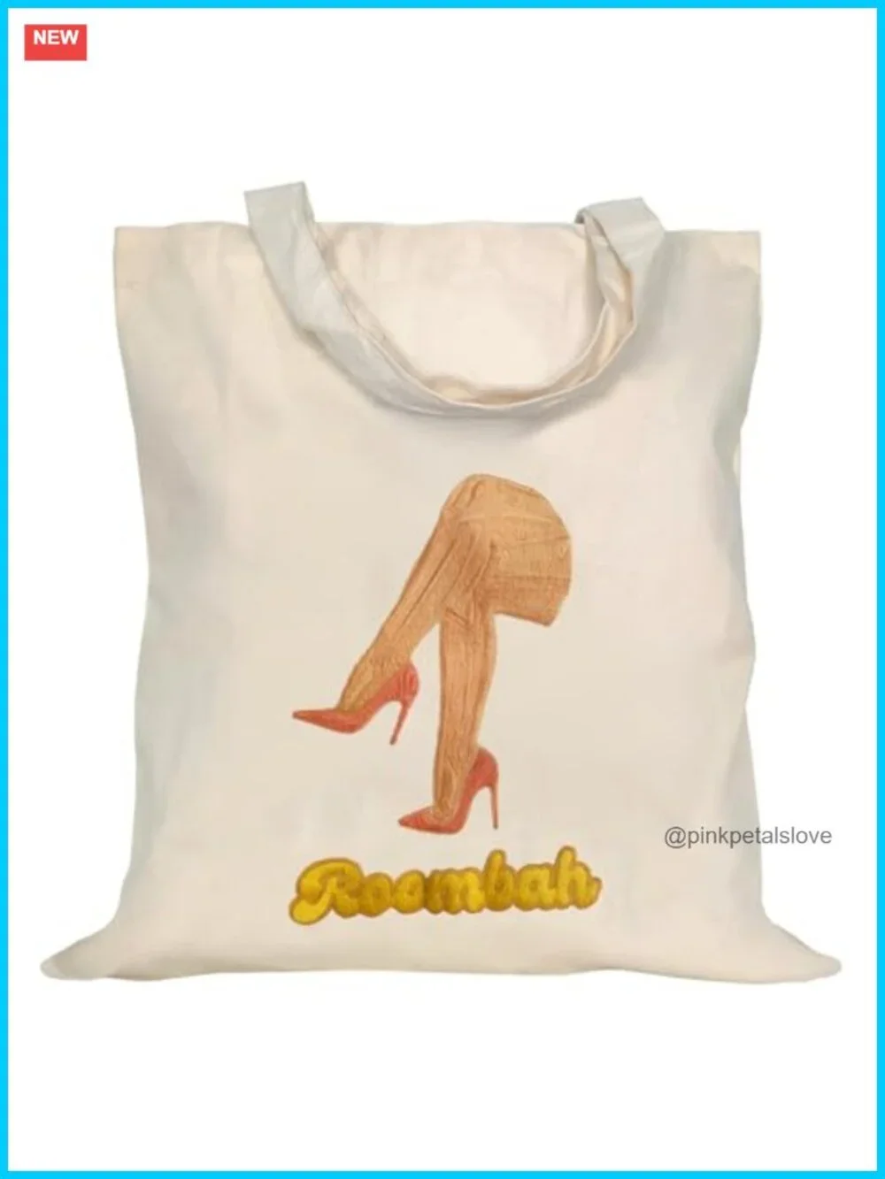 100% Cotton Canvas Tote - Reusable Grocery Shopping Bag with Embroidered Details